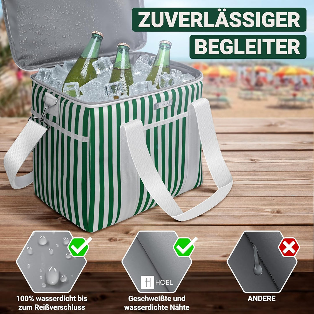 HOEL Kühltasche gross 20L &amp; 30L faltbar - Isolierte Thermotasche - Lunchtasche wasserdicht &amp; auslauf