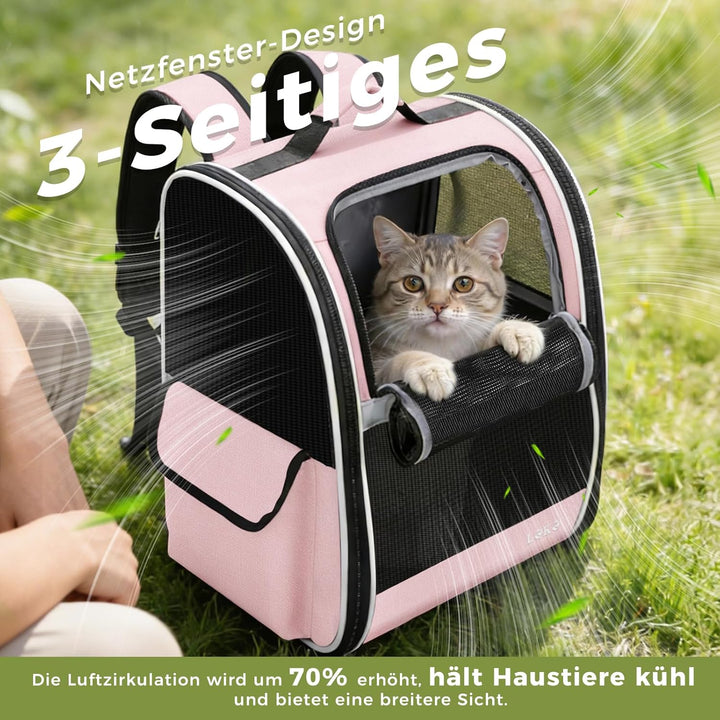 Lekesky Katzen Rucksack Hunderucksack für Mittel/Kleine Haustiere(2-8KG), KatzenRucksack mit Netzfen