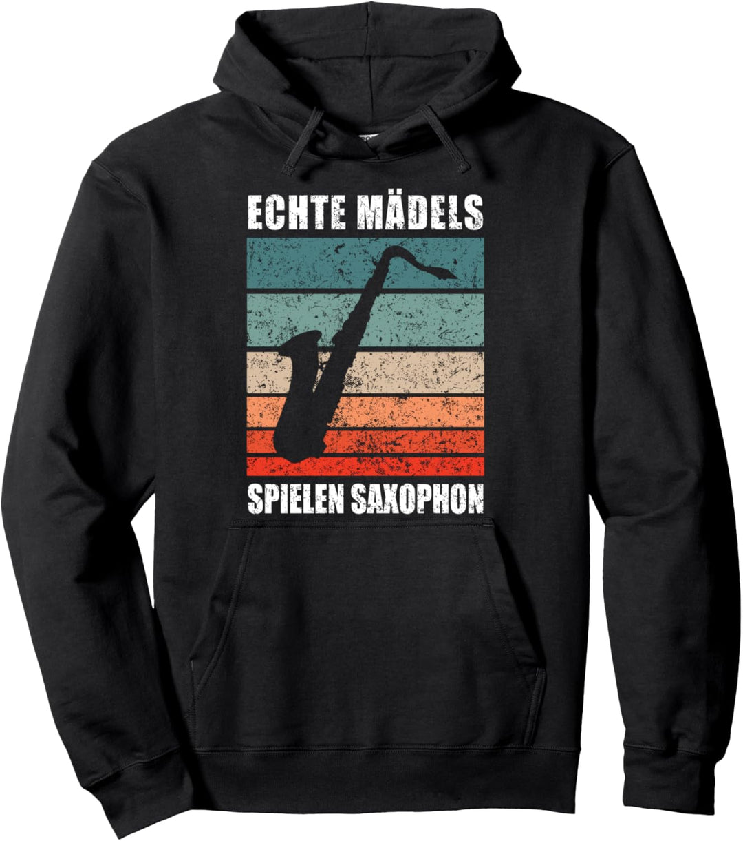 Echte Mädchen Spielen Jazz Musiker Instrument Saxophonistin Pullover Hoodie