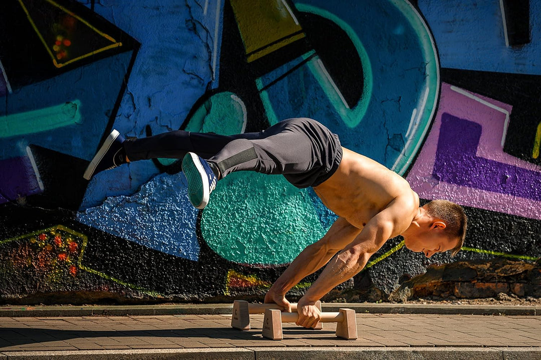 Liegestützgriffe aus Holz Parallettes Holzbarren - Tolles Trainingsausrüstung - Körpertraining auf H
