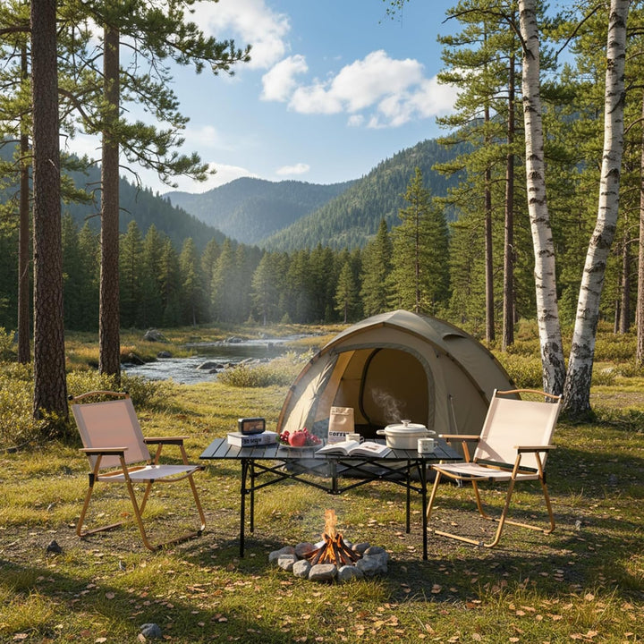 Eisen Klappbarer Camping Tisch, Klapptisch für Garten, Outdoor Beistelltisch Faltbar, Ultraleicht, C