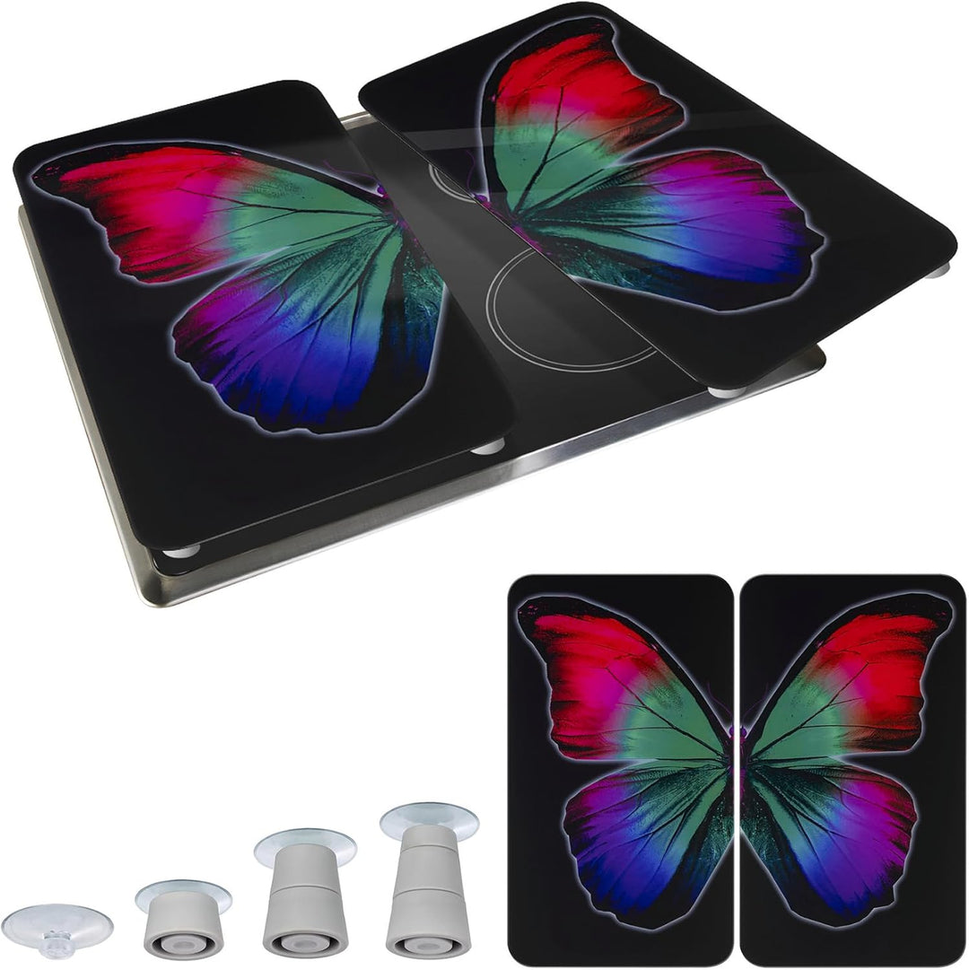WENKO Herdabdeckplatte Universal Butterfly by Night 2er Set, für Glaskeramik-, Elektro- & Gasherde,