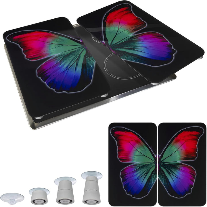 WENKO Herdabdeckplatte Universal Butterfly by Night 2er Set, für Glaskeramik-, Elektro- & Gasherde,
