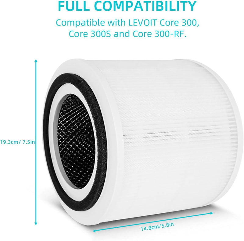 2 Stück Core 300 Filter Ersatzfilter, Luftreiniger Replacement Filter für LEVOIT Core 300, Core 300-