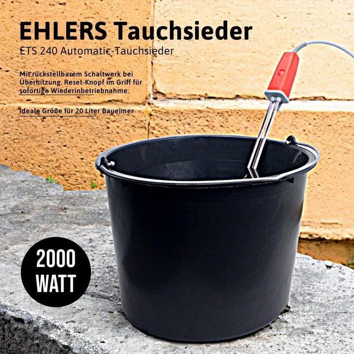 EHLERS Tauchsieder ETS 240 – Leistungsstarker 2000 Watt Tauchsieder mit Sicherheitsabschaltung