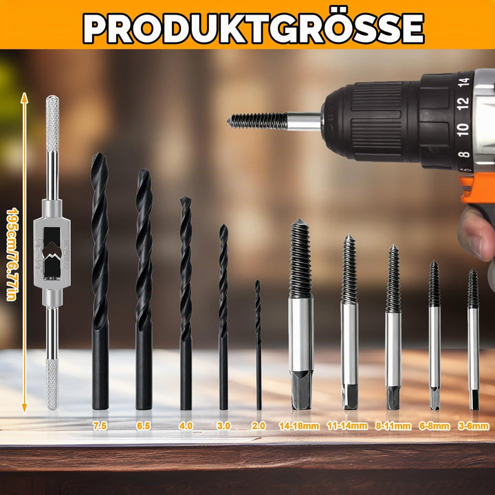 11 Stück Schraubenausdreher Set mit Hss Bohrer Set,Schraubenlöser Linksausdreher Set,Justierbares We