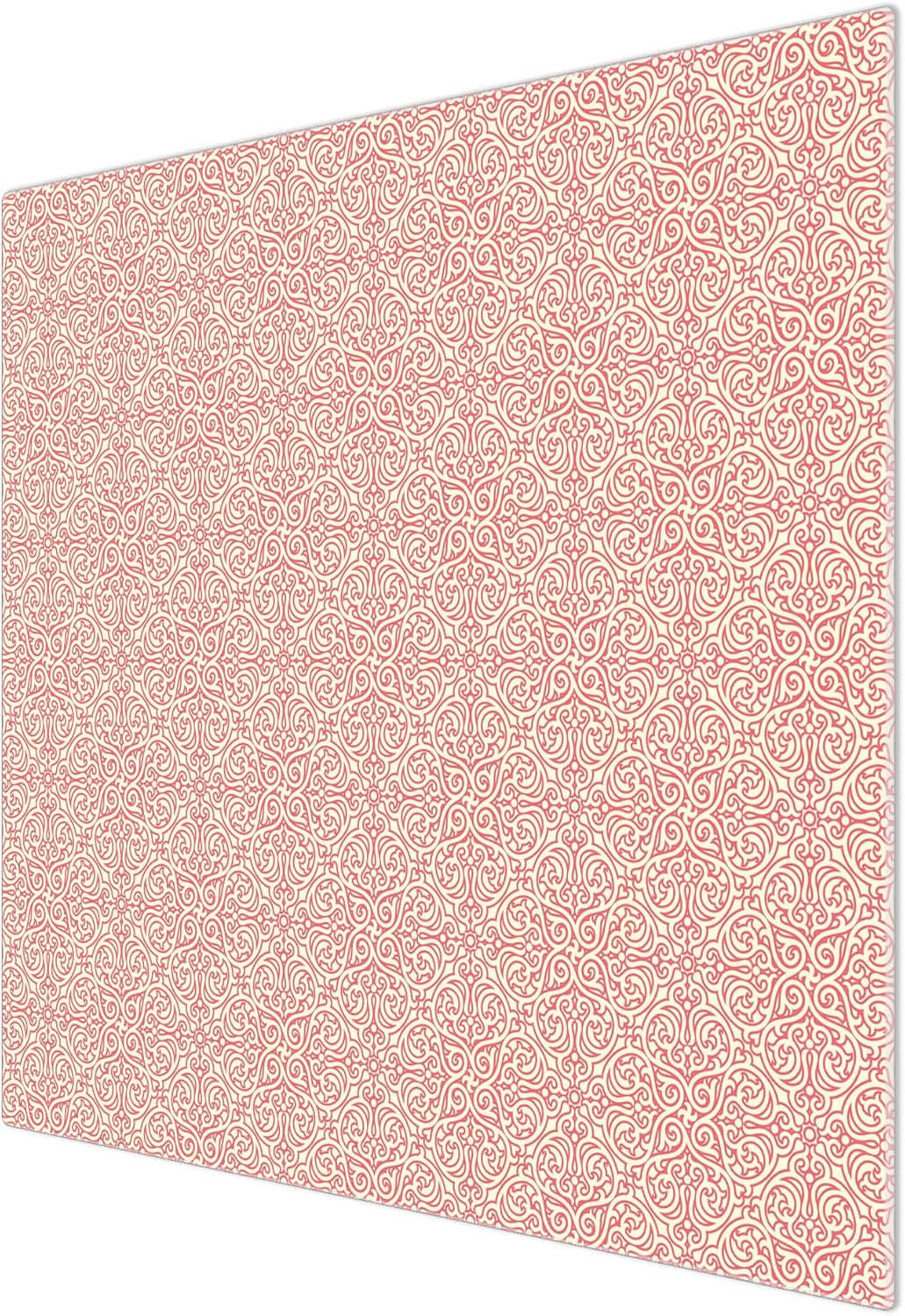 banjado® Herdabdeckplatte Glas 1-teilig 60x52 cm/Schneidebrett Herdabdeckung mit Motiv Rosa Arabesqu