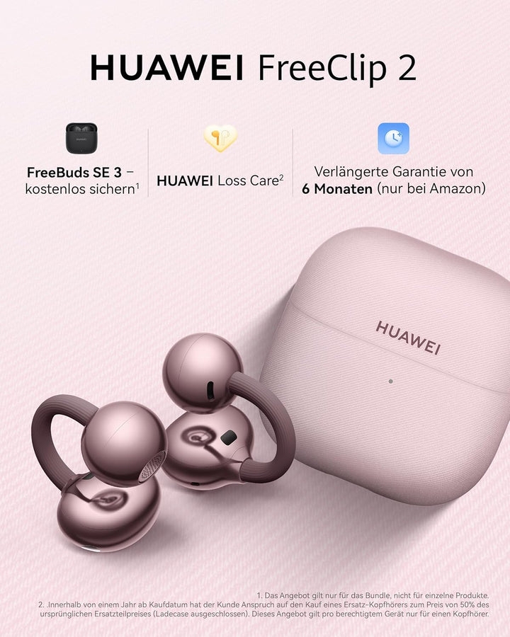 HUAWEI FreeClip 2 Violett+ FreeBuds SE 3 Schwarz, Kabellos Bluetooth Kopfhörer, Besonders leicht für