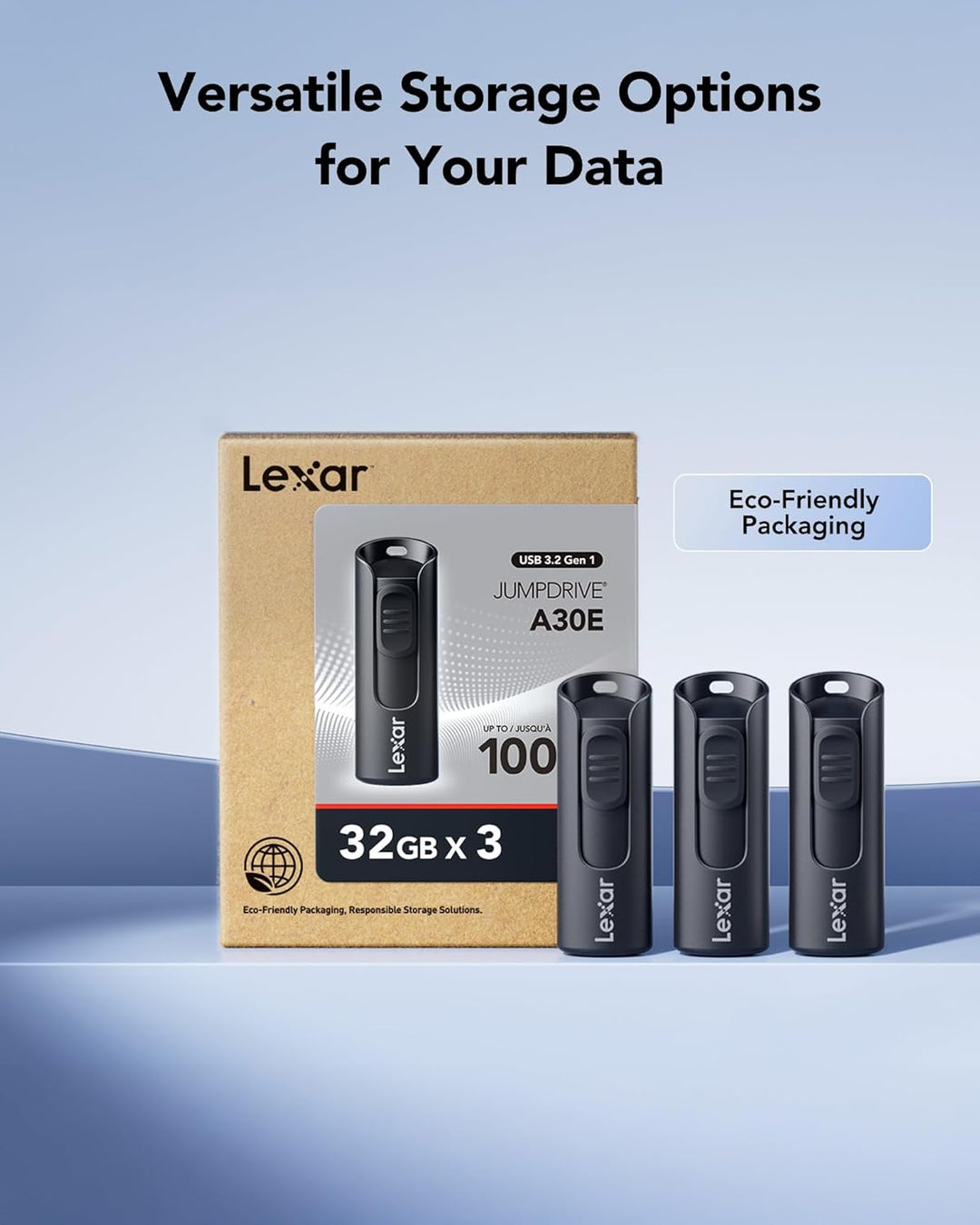Lexar 32GB 3er-Pack Flash-Laufwerk A30E USB 3.2 Gen 1, USB-Laufwerk mit bis zu 100MB/s, Speichererwe