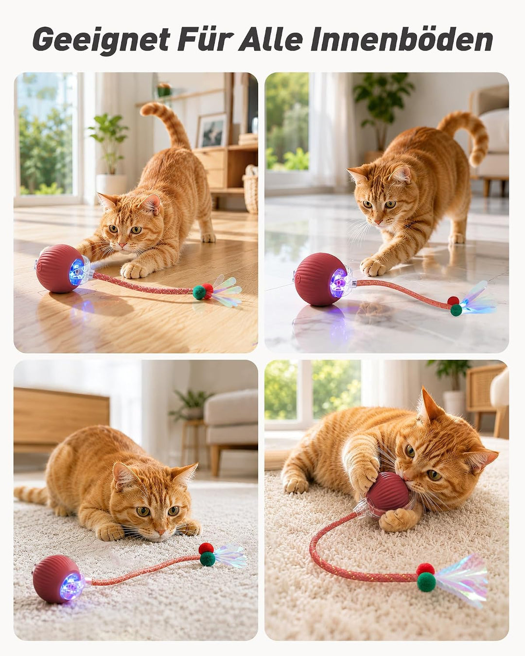 Interaktives Katzenspielzeug Ball, Elektrischer Katzenball Für Drinnen | Katzenspielzeug Mit Schwanz