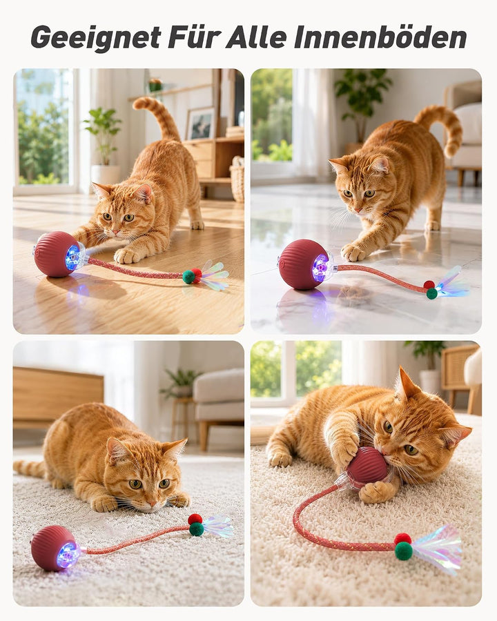 Interaktives Katzenspielzeug Ball, Elektrischer Katzenball Für Drinnen | Katzenspielzeug Mit Schwanz