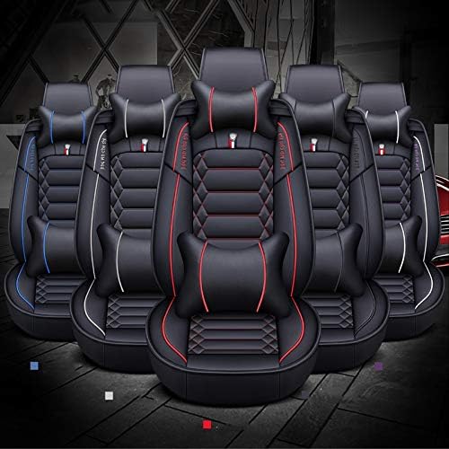 JDWBT Sitzbezüge Leder, Vorne und Hinten 5-sitziges Set Universal Kunstleder Seasons Protectors Pad
