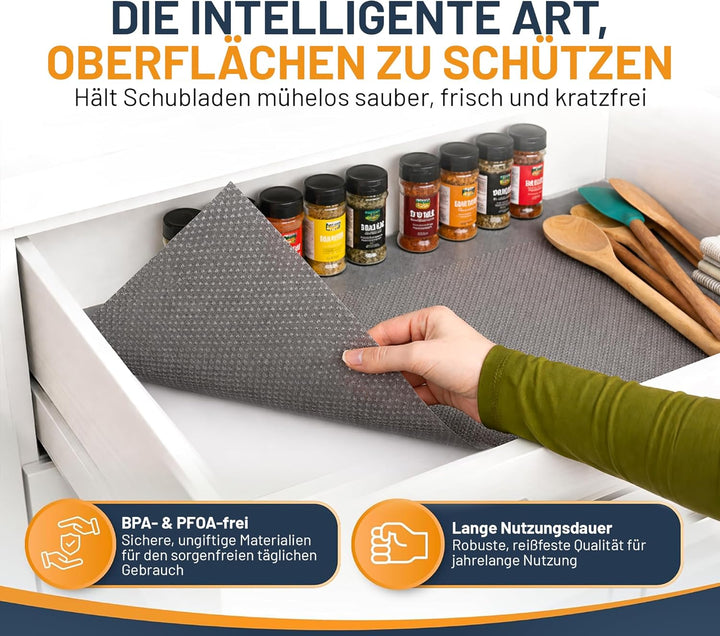 Schubladenmatte von Linda's Essentials (30 x 500 cm) - Antirutschmatte Schubladen Schrankfolie Schra