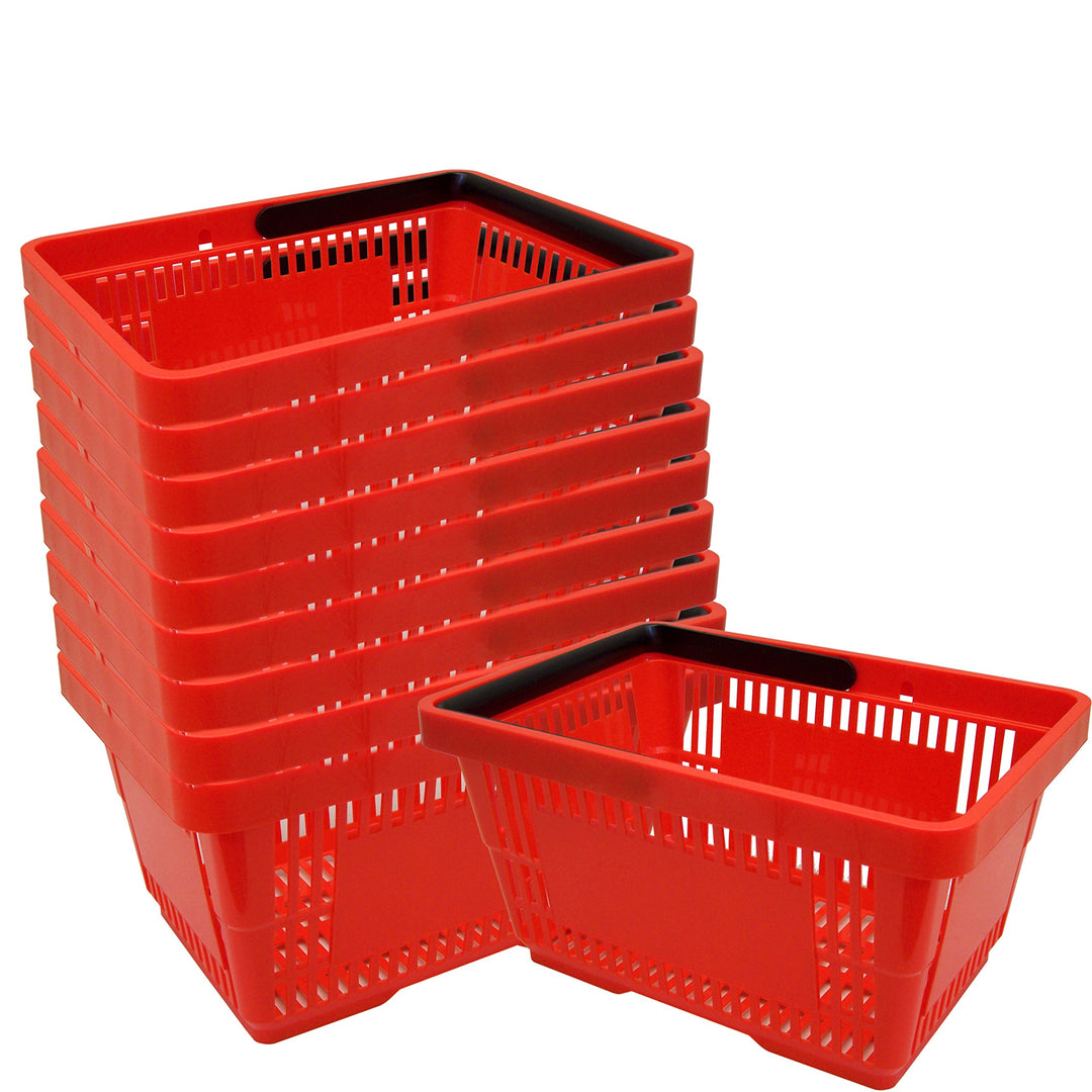 10 Einkaufskörbe aus Kunststoff Plastik mit Henkel 20 Liter 40cm stapelbar rot 10 Stück