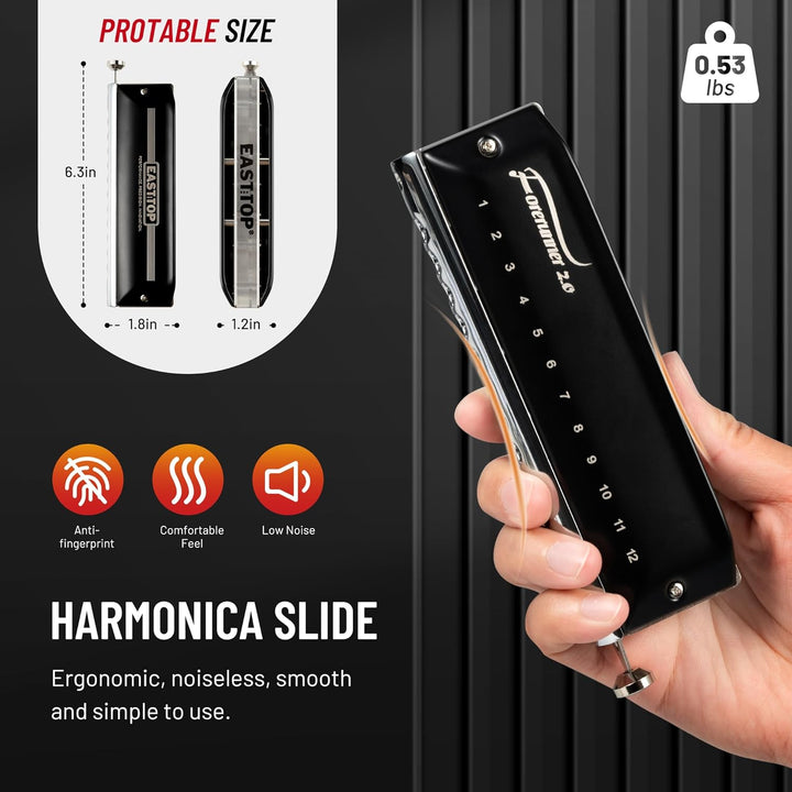 EAST TOP Aktualisiert FORERUNNER 2.0 ohne Ventile Chromatische Harmonika 12-Loch 48 Töne Eb Key Chro