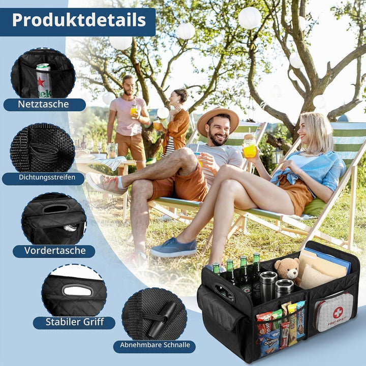 Kofferraum Organizer – 50L Faltbarer Autos Kofferraumtasche mit 7 Taschen, 840D Oxford-Stoff- und Ba