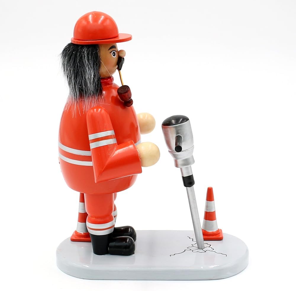 Dekohelden24 Holz Räuchermann, Räucherfigur, Rauchfigur, Räuchermännchen als Strassenbauer/Bauarbeit