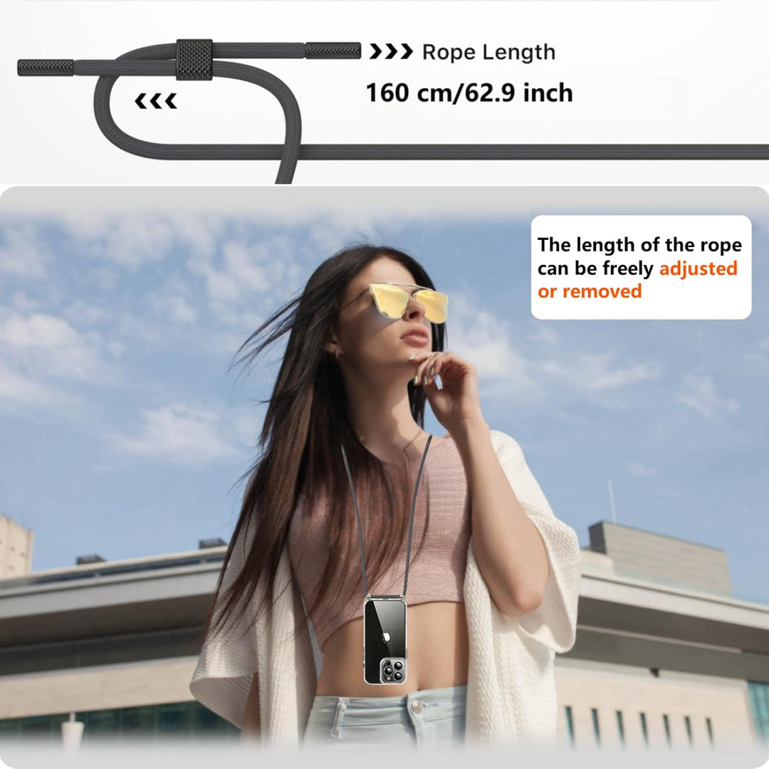 OLEPHY Handykette für iPhone 16 Hülle mit Band, Necklace Handyhülle, Transparente Schutzhülle zum Um