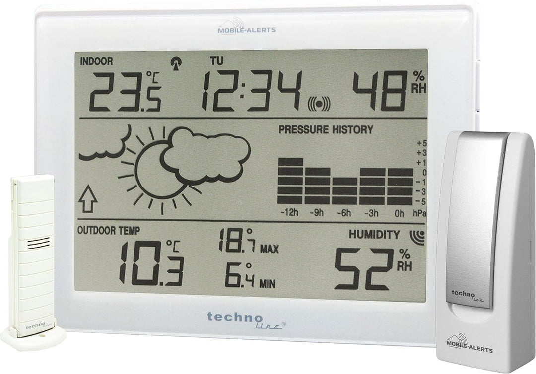 Mobile Alerts MA 10006 Set inklusive Wetterstation MA10410 (mit Alexa kopatibel) und Gateway, Datenü