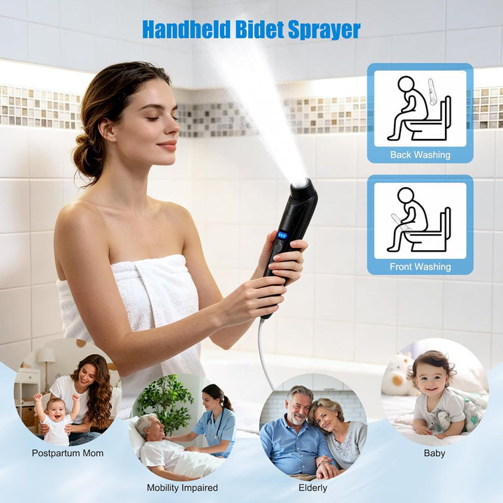 Elektrisches Bidet, 2,5L mit USB-Aufladung, Tragbare Po-Dusche mit verstellbarem Sprühkopf, Sanfter