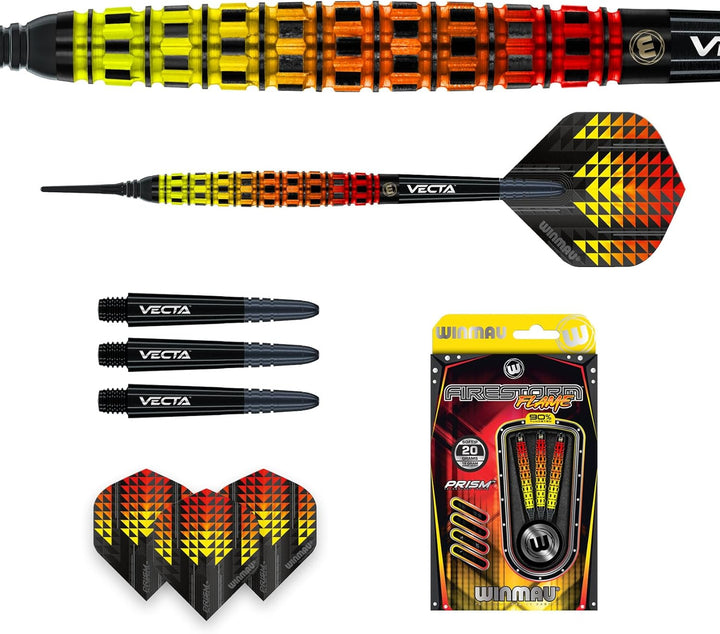 WINMAU Firestorm Flame Professionelles Wolfram-Dart-Set mit Flights und Schäften (Shafts) 20G Zulauf