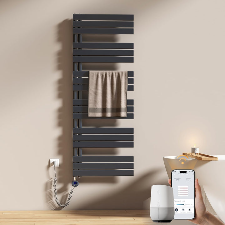 EMKE WiFi Badheizkörper Elektrisch 1599x600 mm, Flach Handtuchheizkörper Elektrisch, Elektrischer Ha