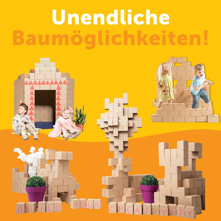 Gigi Bloks 200 Teile XXL Bausteine Aus Pappe Set, Grosse Bausteine Für Kinder Mit Verriegelungssyste