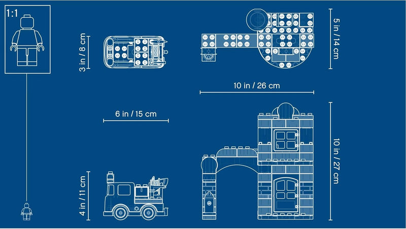 LEGO 10903 DUPLO Feuerwehrwache mit Feuerwehrauto und Feuerwehrmann-Figuren, Motorikspielzeug, Feuer