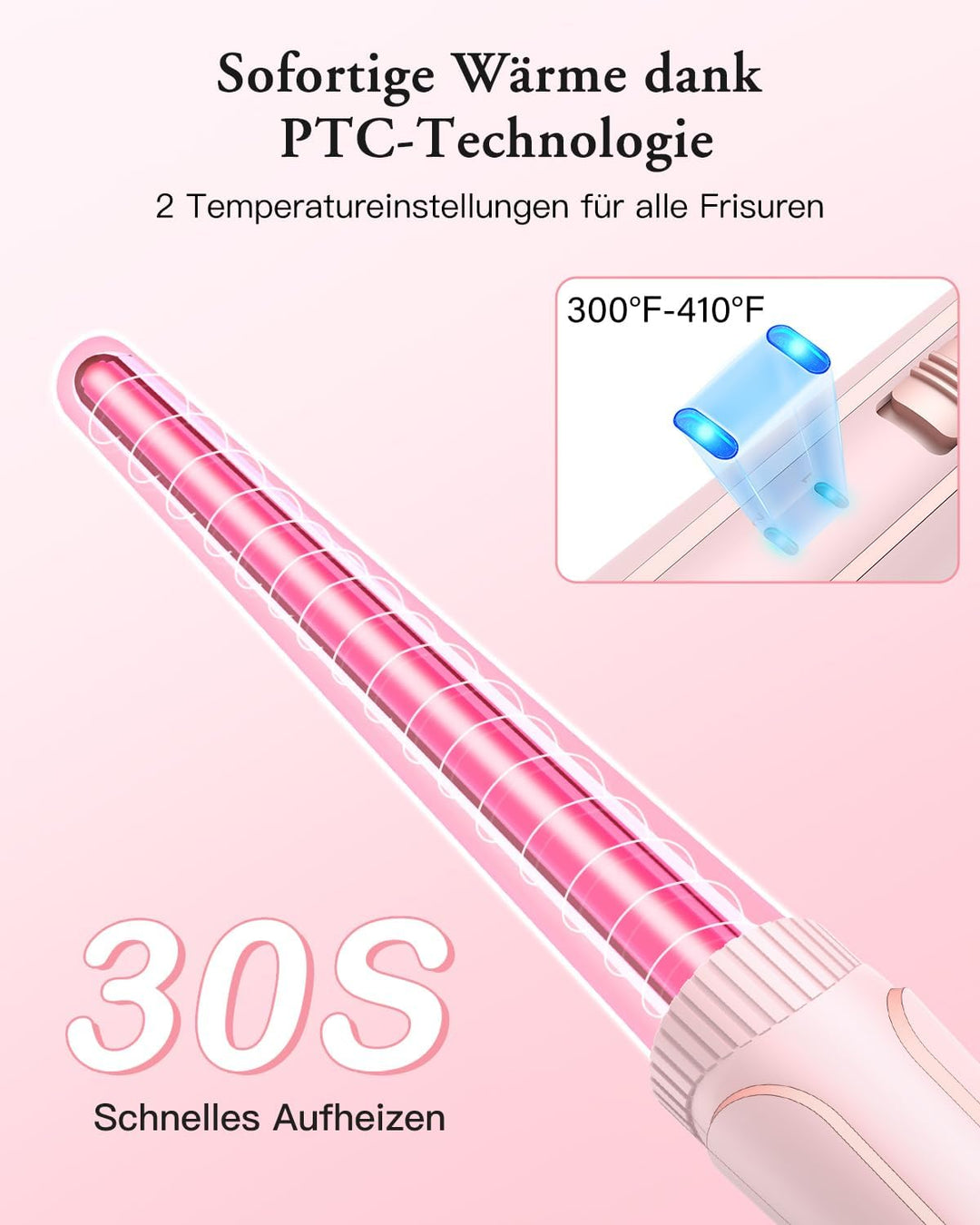 BESTOPE PRO Lockenstab set 5 in 1 Welleneisen - Lockenstäbe 3 Fässer für Grosse Keine Locken Keramik