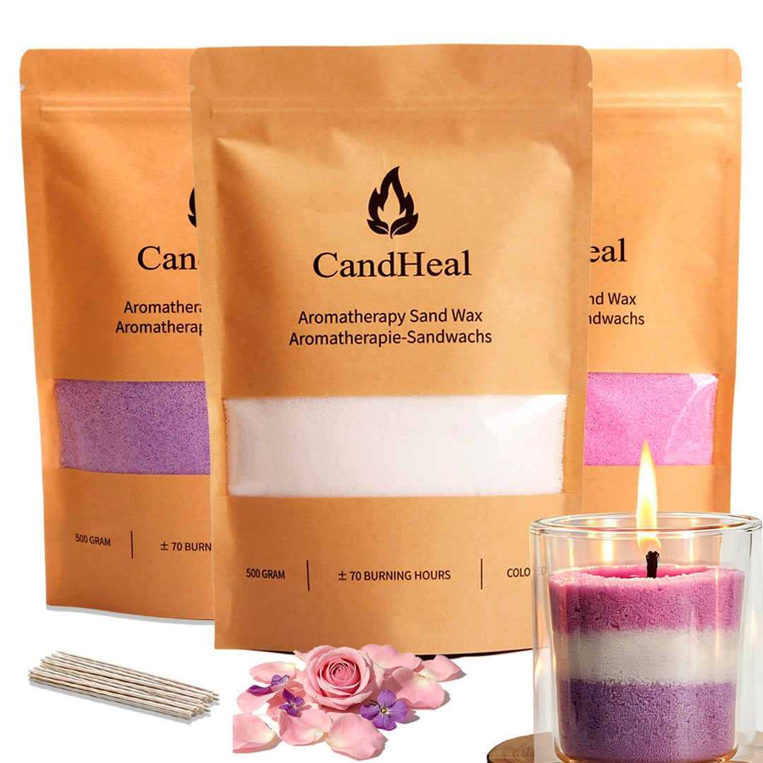 CandHeal Pearled Kerzensand,Duftendes Kerzenwachs für DIY Kerzen, Kerzen selber machen Set mit Docht