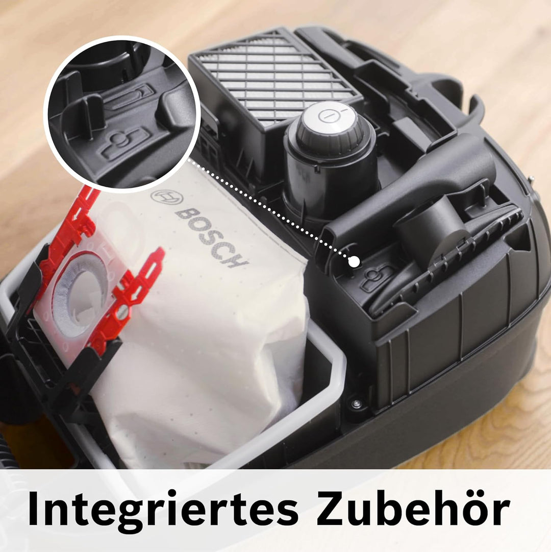 Bosch Serie 4 BGB41WH1 Staubsauger mit Beutel, Reichweite 11 m, Staubbeutel XL, Stoffdüse, Schlitzdü