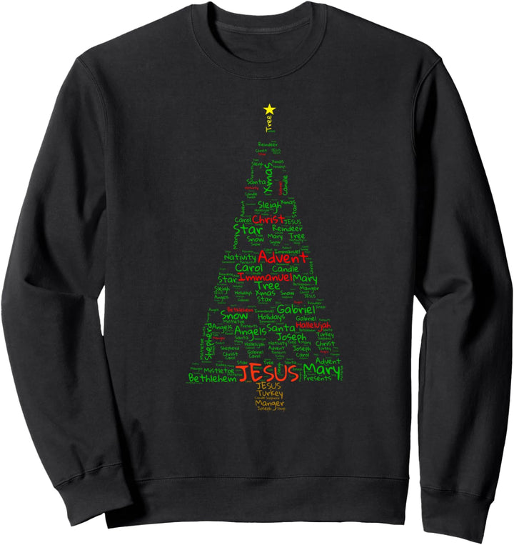 Weihnachtsworte Weihnachtsbaum mit christlichen Wörtern Sweatshirt
