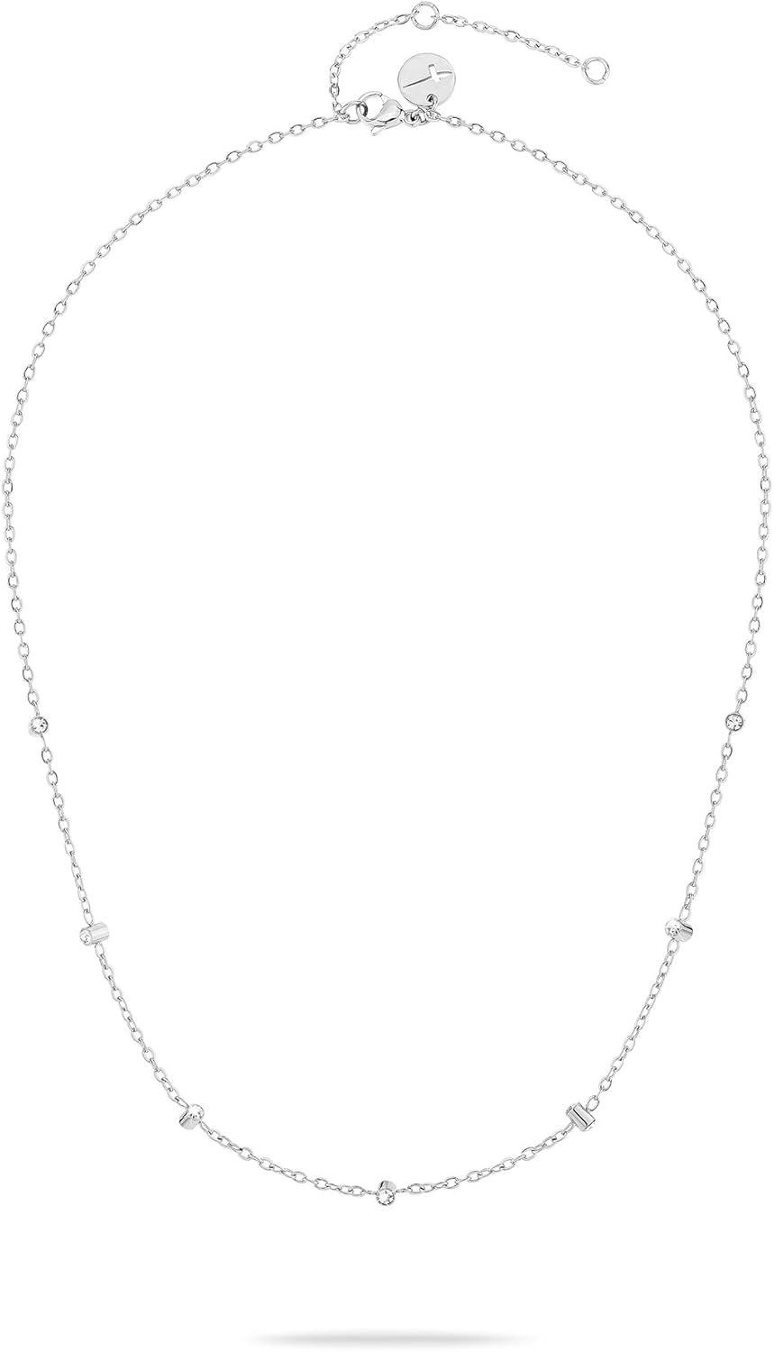 Tamaris Damen-Kette Edelstahl 7 Glasstein 32029090 Silber 45 cm, Silber 45 cm