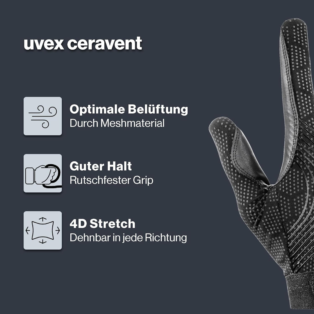 Uvex Ceravent Reithandschuhe 9 Schwarz, 9 Schwarz