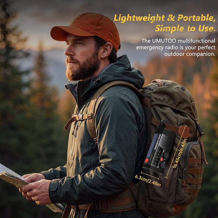 Tragbares Notfallradio, Kurbelradio mit Solar & Batteriebetrieb, AM/FM/SW Dynamo Radio, Taschenlampe