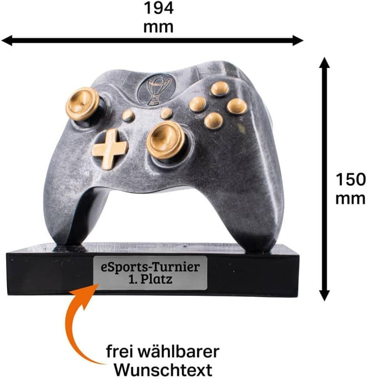 Deitert Esports Pokal mit Gravur, Maus Gaming Controller mit Wunschtext, Gamer Deko, Trophäe mit Gam