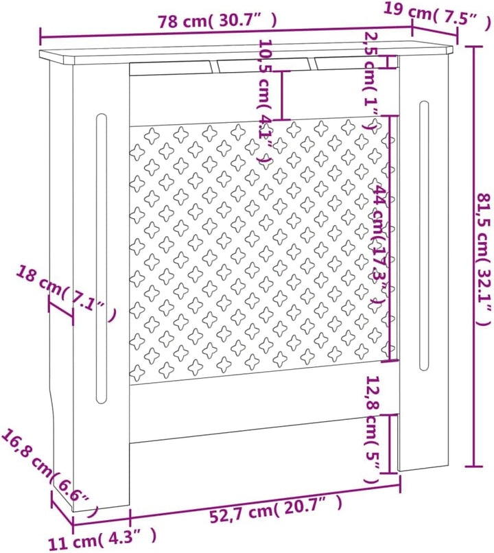 Wohnzimmer Heizkörperabdeckung 78x19x81.5 cm MDF Heizkörperverkleidung Dekorative Wabenmuster Design