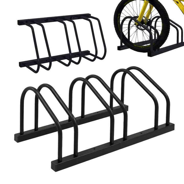Relaxdays Fahrradständer Boden &amp; Wandmontage, 3 Räder, bis 65 mm Reifenbreite, Garage, Hof, Reihenpa