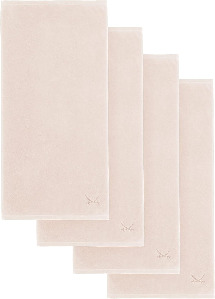 Sansibar Handtuch mit gesticktem Säbel Logo Badtuch 100% Baumwolle 50x100 cm (4er Set, Sand) 4er Set