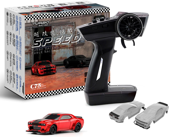 FLYCOLOR TurboRC 1:76 Mini Sportwagen 4CH 2.4GHZ Fernbedienung Full Proportional RTR Kit mit 2 austa
