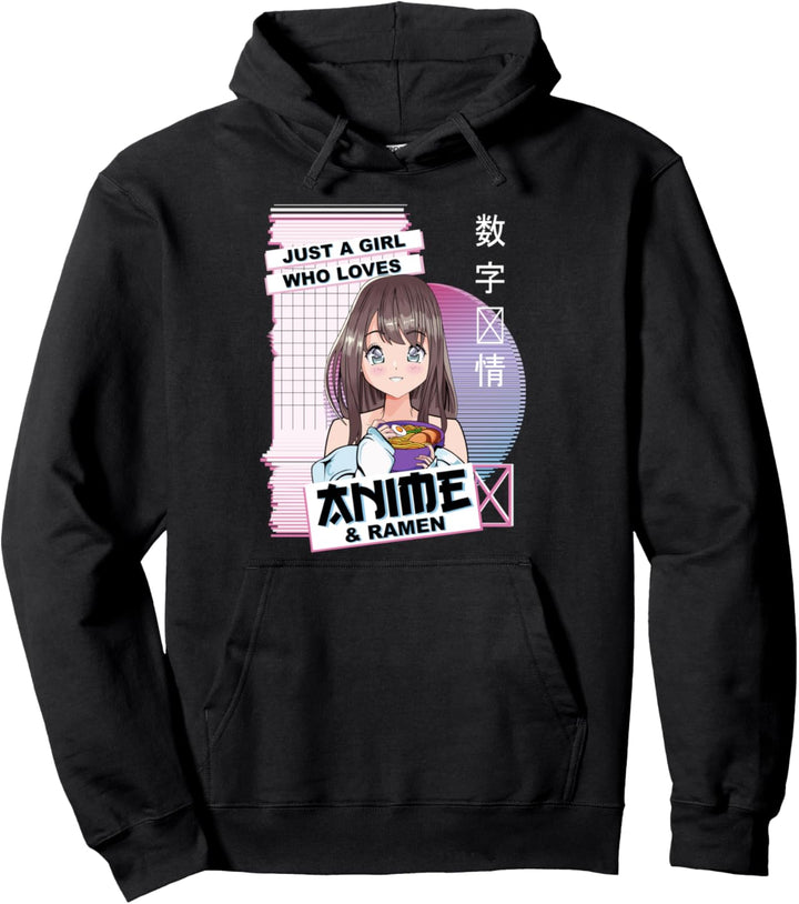 Just A Girl Who Loves Anime & Ramen - Kawaii Anime Pullover Hoodie