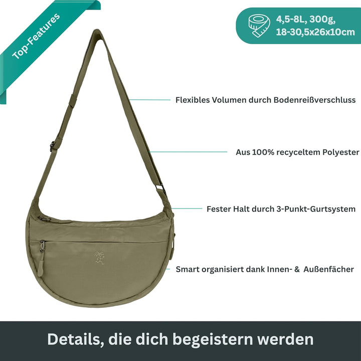 FUCHS & REBELL® Moon Bag BELA - Smart & Nachhaltig – Fahrrad Crossbody Tasche mit 3-Punkt-Gurt-Syste