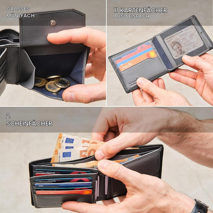 Lavalen® Geldbörse Herren Leder - Portmonee Herren Gross - Portemonnaie Herren Leder Handgemachte -