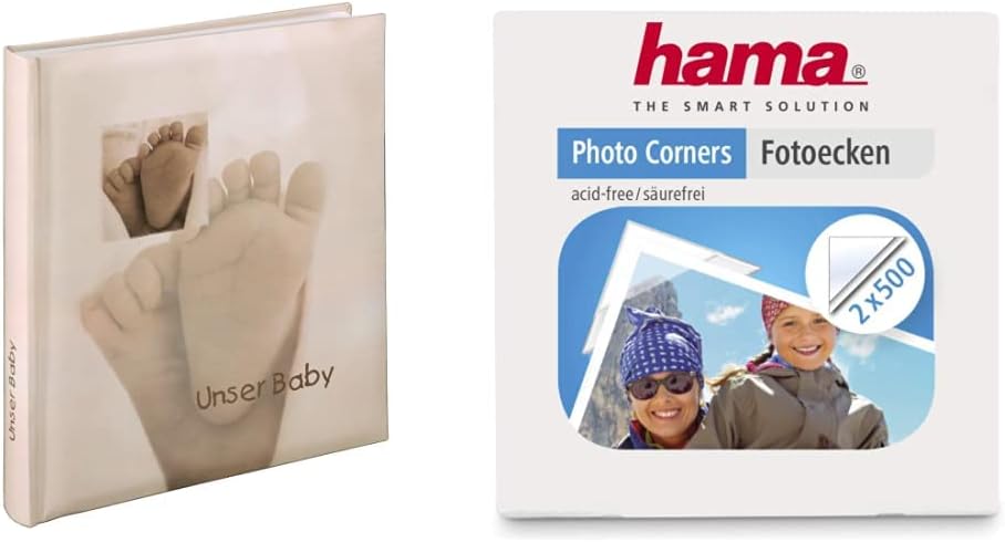 Hama Babyalbum Baby Feel (Fotoalbum mit 60 Seiten für 300 Fotos, Album Format 29 x 32 cm) sand & Fot