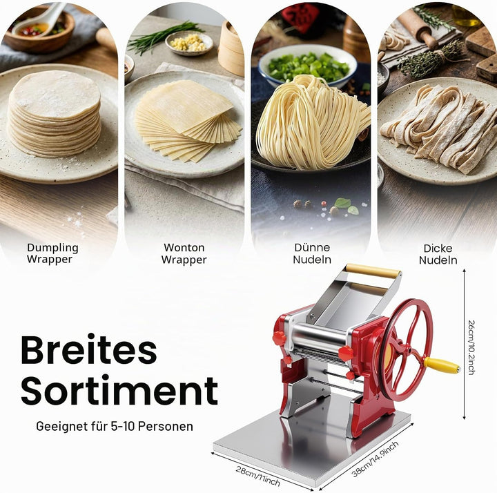 Nudelmaschine aus Edelstahl, Manueller Nudelscheider, Mehrzweck-Nudelmaschine, Austauschbare Klingen