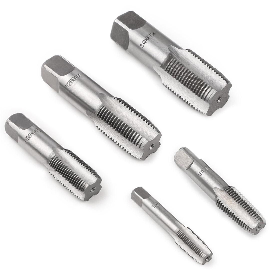 SWAWIS 5 Stück Rohrgewindebohrer Set Gewindeschneider Gewindebohrer G1/8、G1/4、G3/8、G1/2、G3/4 Gewinde