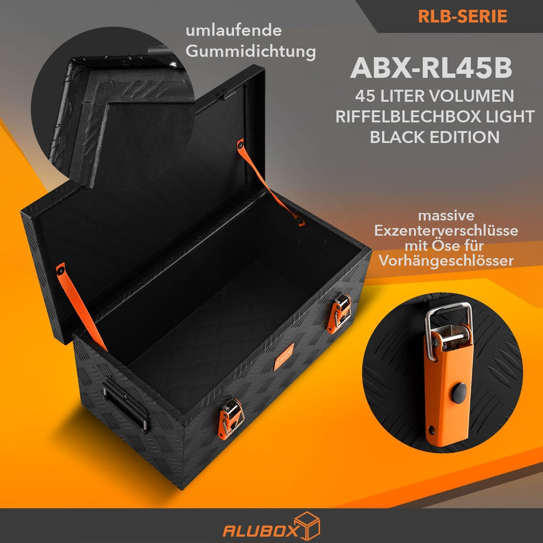 alubox Werkzeugkiste Riffelblech ABX-RL45B Aluminium 1,5mm Werkzeugkiste leicht und robust 45 Liter