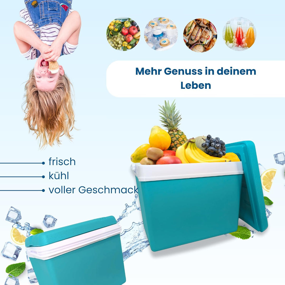 Kühlbox Passiv 35L – Tragbare Isolierbox ohne Strom, Campingbox für Auto, Picknick & Strand – Kompak
