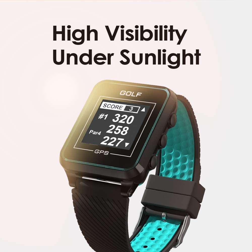 Canmore TW353 Golf-GPS-Uhr, kontrastreiches LCD-Display, leichtes Golfzubehör, Türkis/Schwarz, Türki