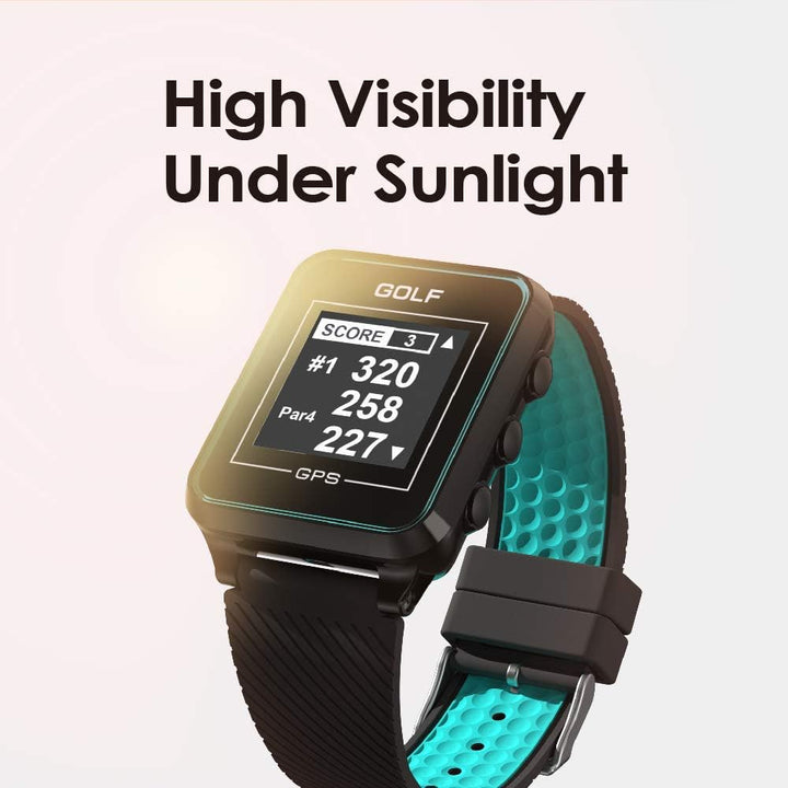 Canmore TW353 Golf-GPS-Uhr, kontrastreiches LCD-Display, leichtes Golfzubehör, Türkis/Schwarz, Türki